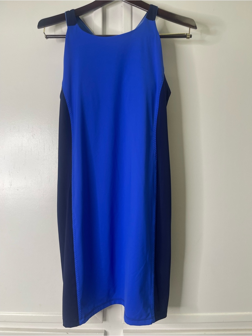 Athleta Blue Colorblock Racerback Swim Dress Size Large